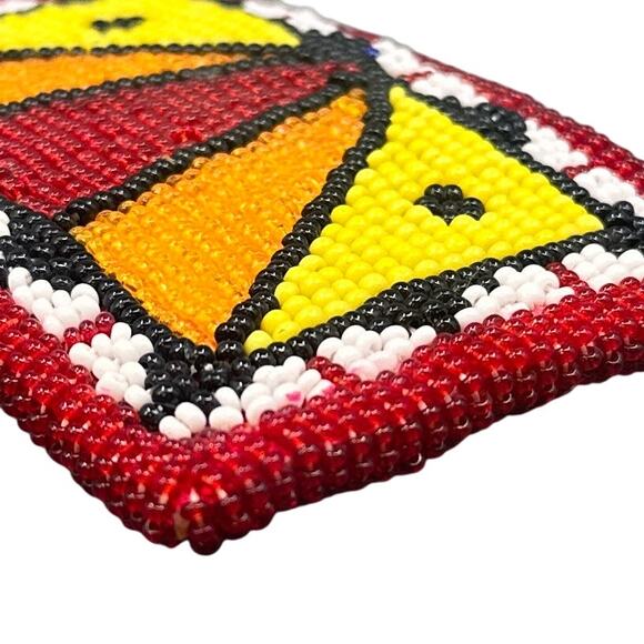 VTG Handmade Native American Beaded Belt Buckle Red Yellow Orange Pow Wow Boho - Picture 4 of 14